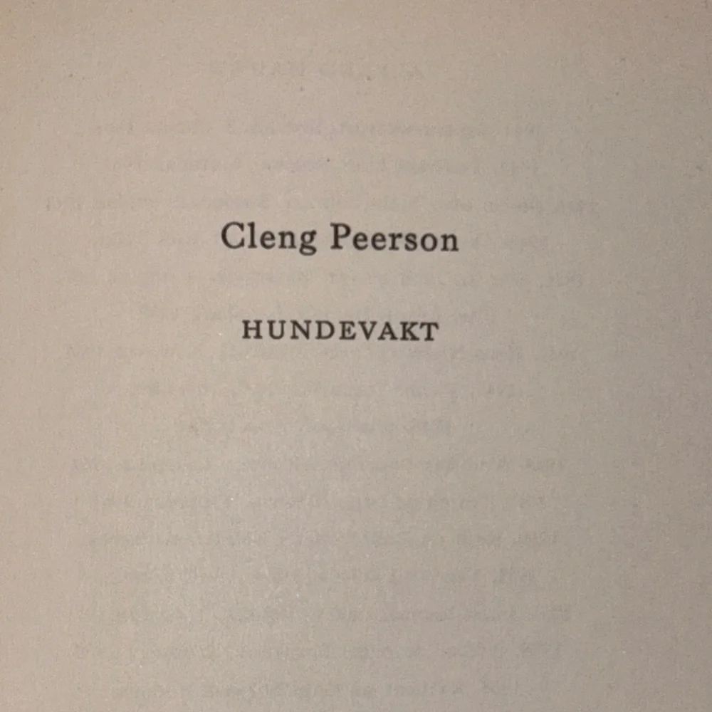 Cleng Peerson HUNDEVAKT VOL I  In Norwegian CLENG PEERSON 1966 Gyldendal Norsk